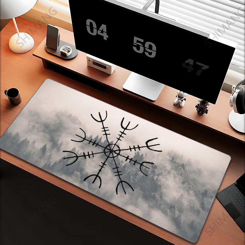 Viking Vegvisir Logo Mauspade INS Trend Groß Verdickt Mauspade Übergröße Gaming Tastatur Notebook Tischmatte für PC Computer