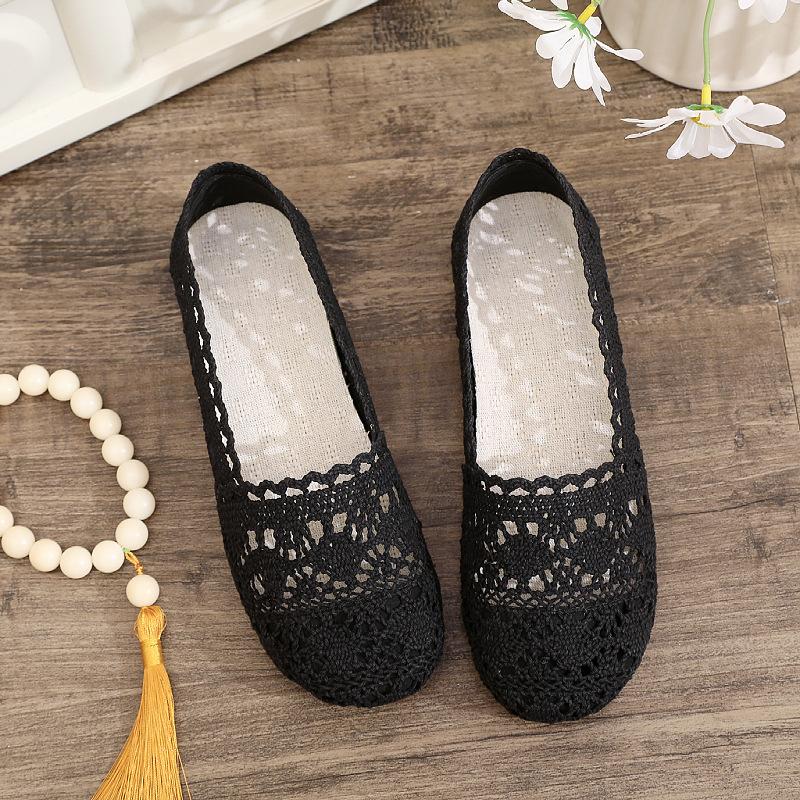 

New summer soft-soled single shoes, mesh shoes, hollow flat-soled one-pedal lazy shoes, fisherman shoes, casual shoes 41