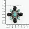 Handmade Turquoise Black Onyx Sterling Silver Cluster Ring