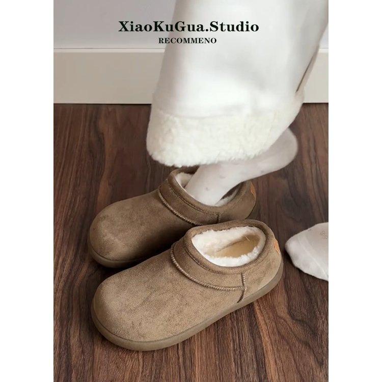

Camel platform snow boots, small potatoes, velvet warm Birkenstocks, winter lazy cotton short boots 35 хаки