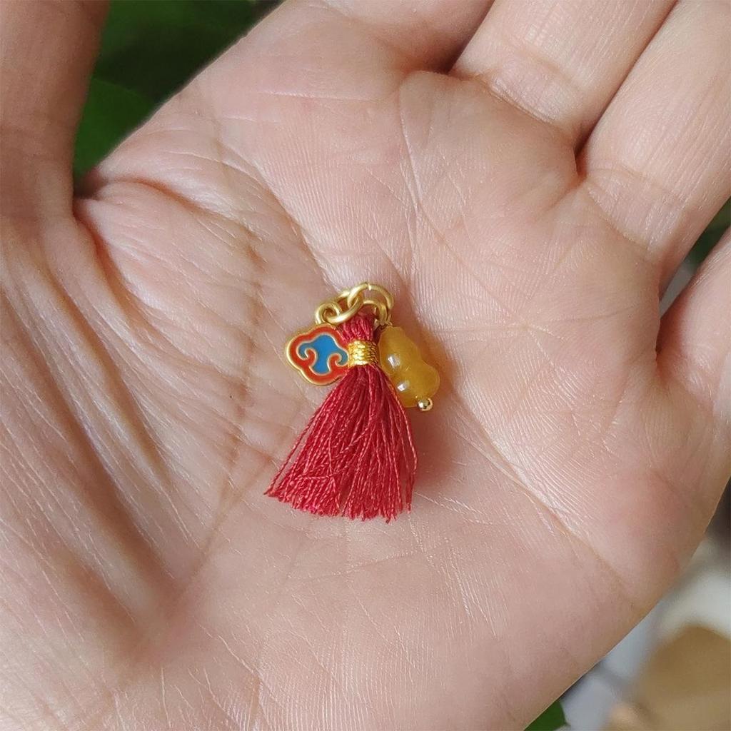 Jewelry Bracelet with Mini Wengwan Tassel, Hand-rubbed Cotton Thread, Handwoven with Small Drip Beads - DIY Necklace