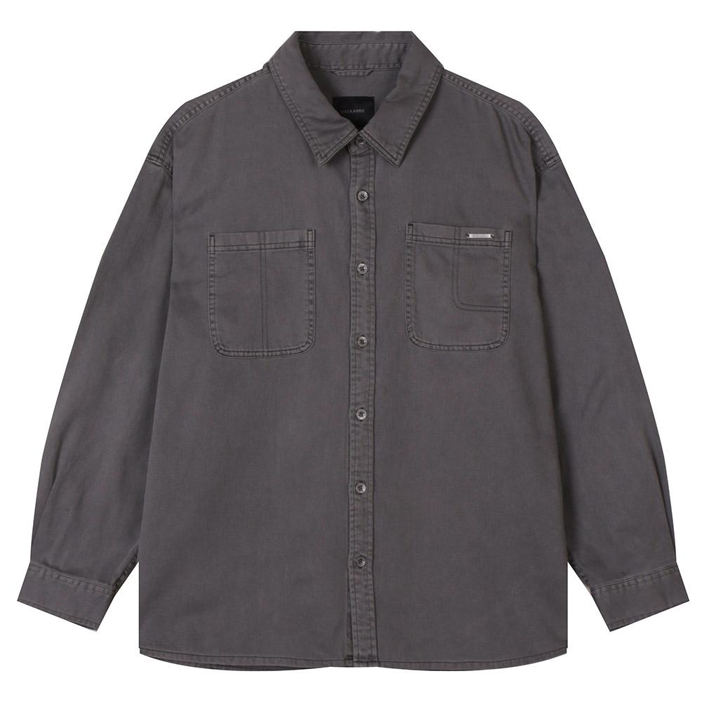 Burkeru Cotton Pigdye Two-Pocket Shirt Dark Grey Dark Grey_M