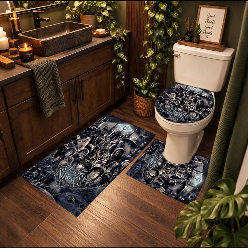 Lord Rings 3Pcs Personalized Customization Bathroom Mat Nonslip Floor Mat Set Toilet Lid Bathroom Mat Bathroom Absorbent Door Mat Decoration