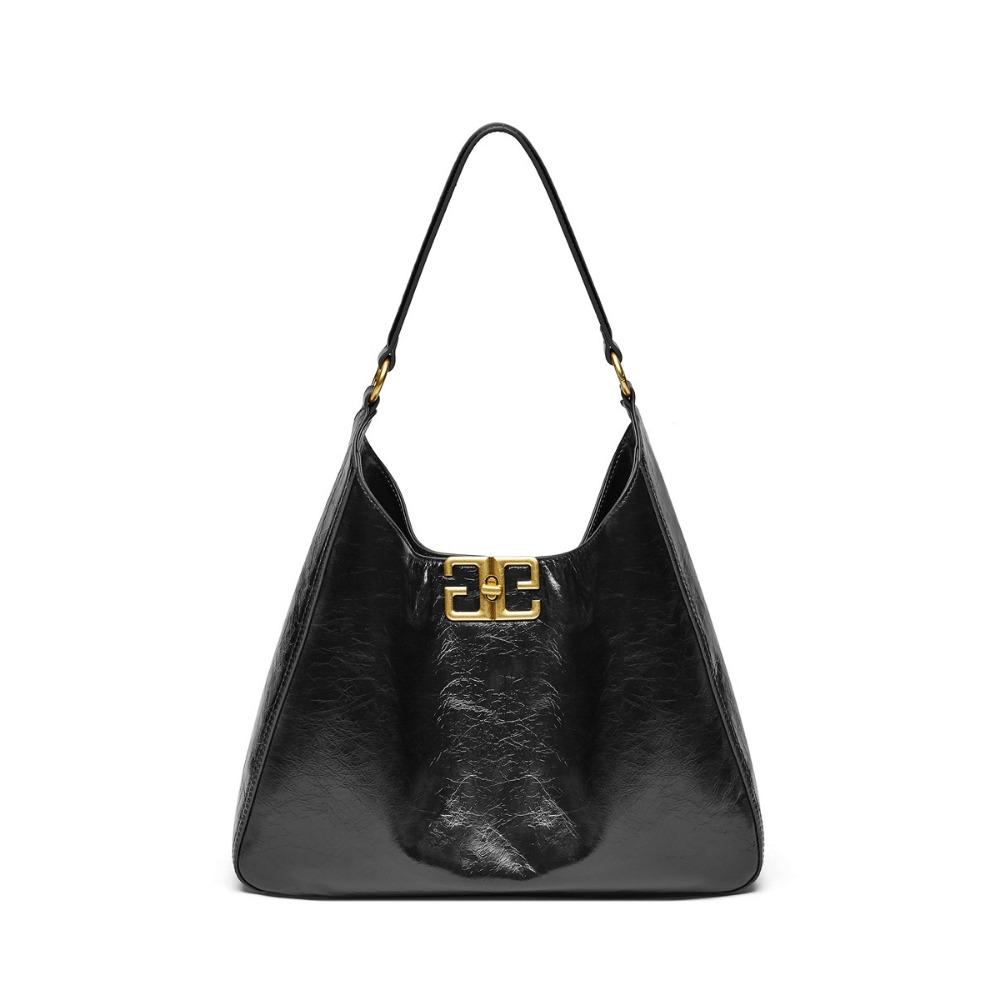 Премиальная сумка через плечо Новая сумка из коровьей кожи под мышкой Большая вместительная сумка-тоут чёрный