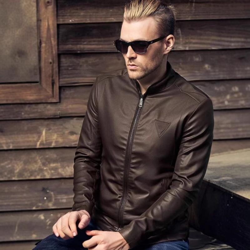 Autumn and winter men's baseball collar letter pu leather jacket large size casual versatile locomotive leather jacket