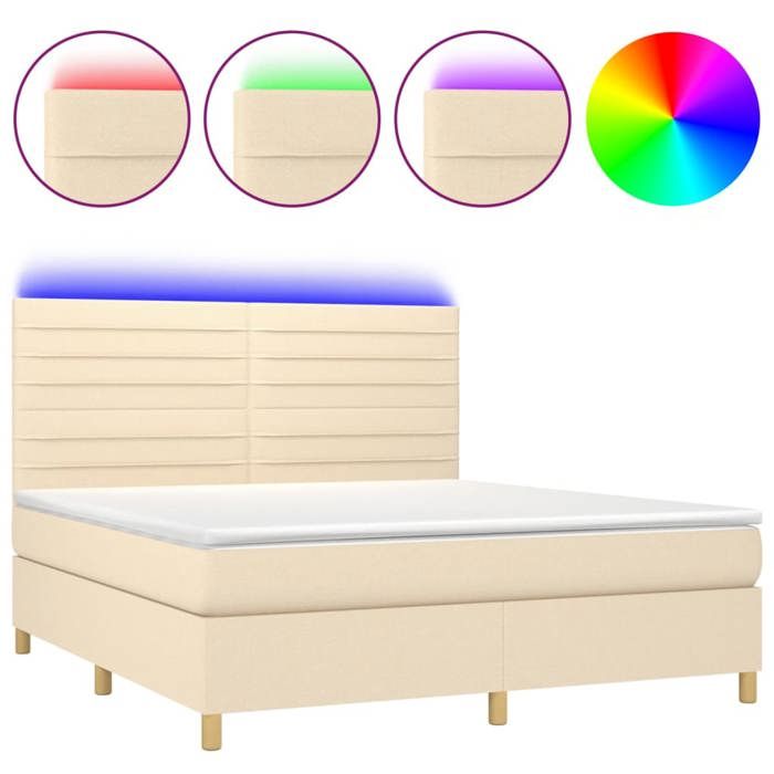 VidaXL Sommier à Lattes de Lit avec Matelas et LED, Lit Rembourré, Lit Double, Lit Adulte de Chambre à Coucher Intérieur, 3135538