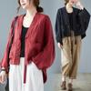 Damen Langarmjacken Herbst Vintage-Stil Alleskönner Locker Bequem Baumwolle Leinen Weiblich Lässige Mäntel