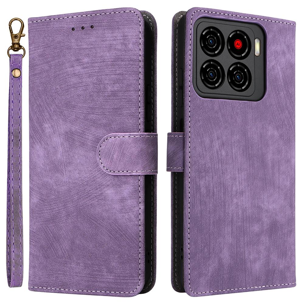 För ZTE Blade A56 Fodral Plånbok RFID-blockerande PU-läder Telefonskydd Ställ med Rem