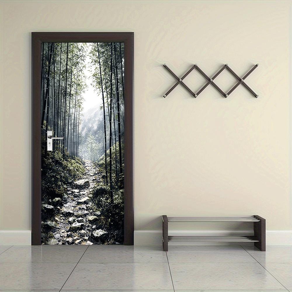 2 adesivi murali paesaggio foresta di bambù naturale, adesivi decorativi per corridoio d'ingresso concezione artistica cinese, salotto