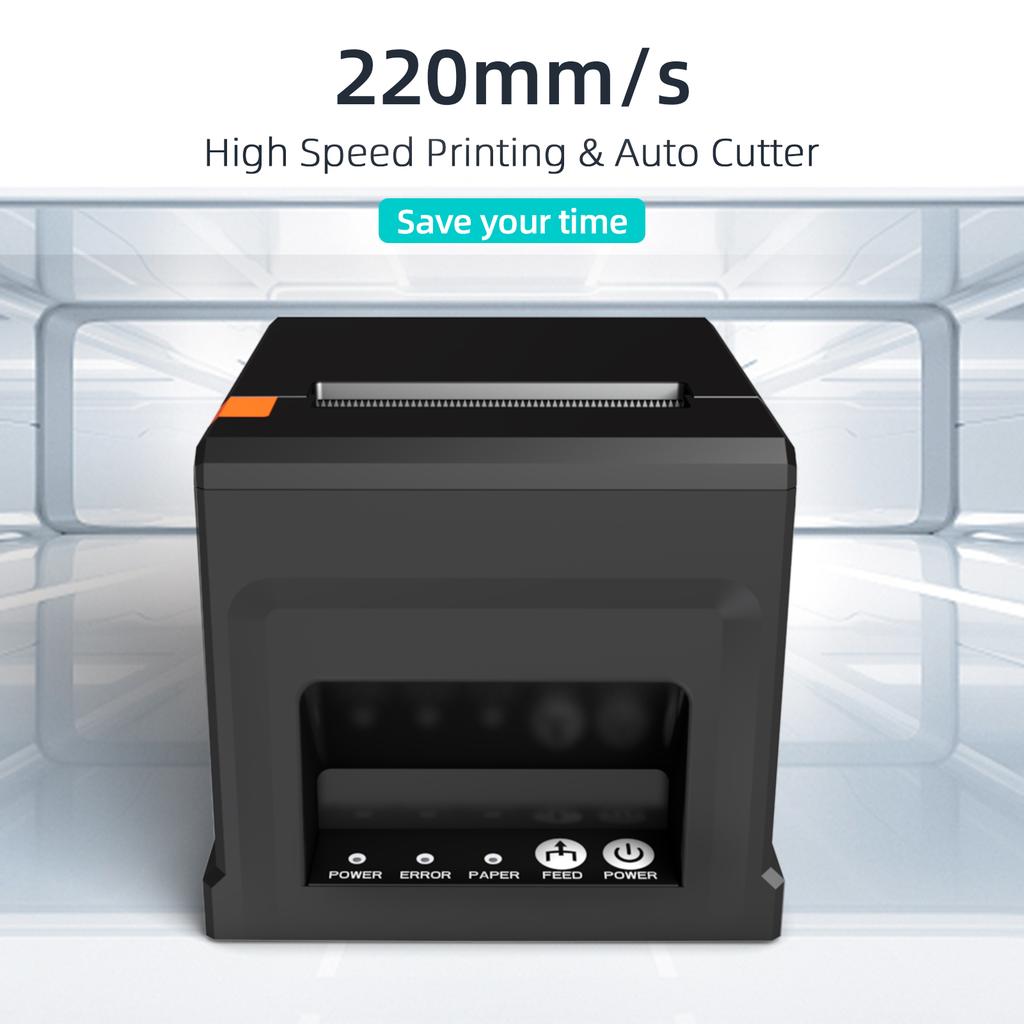 80-mm-USB+LAN-Belegdrucker, POS-Drucker mit automatischer Schneidevorrichtung, Desktop-Thermodirektdruck