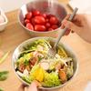 Stainless Steel Drain Basin 2-piece Set with Scale Storage Basin Strainer Rice Washing Basket Kitchen Fruit Draining Rinsing Set