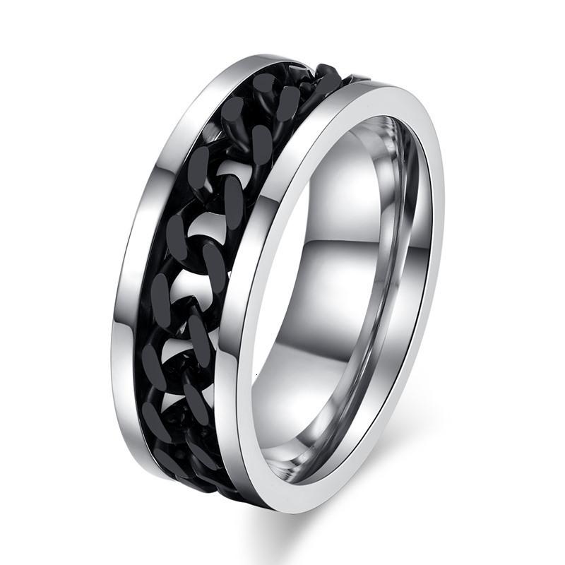 Vnox 8mm Rotatable Chain Ring For Men Women Stainless Steel Flexible Spinner Link Casual Fraternal Rings Male Jewelry Anel