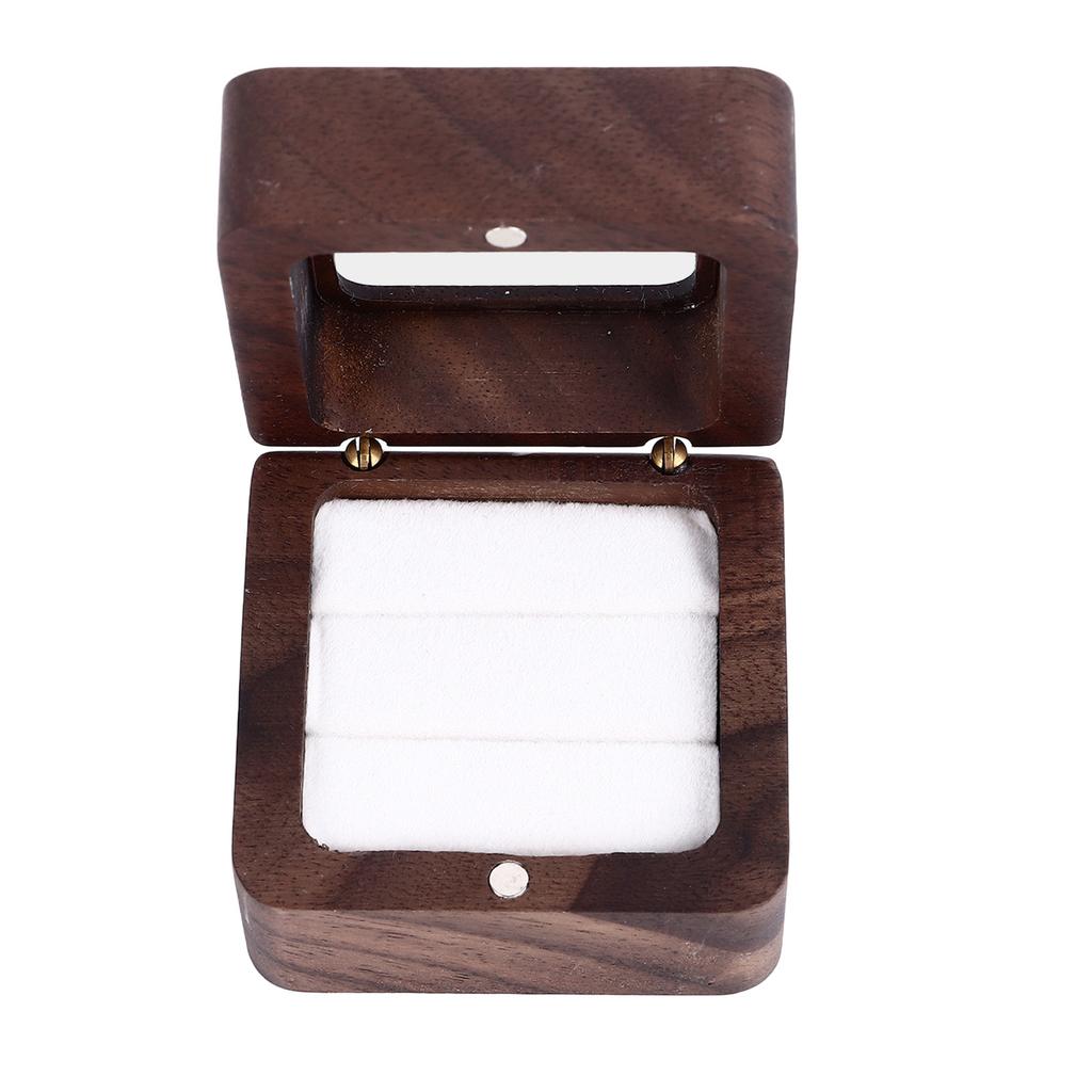 Doppel-Ringbox Etui Holzringbox mit transparentem Deckel für Hochzeitszeremonie Verlobung Heiratsantrag
