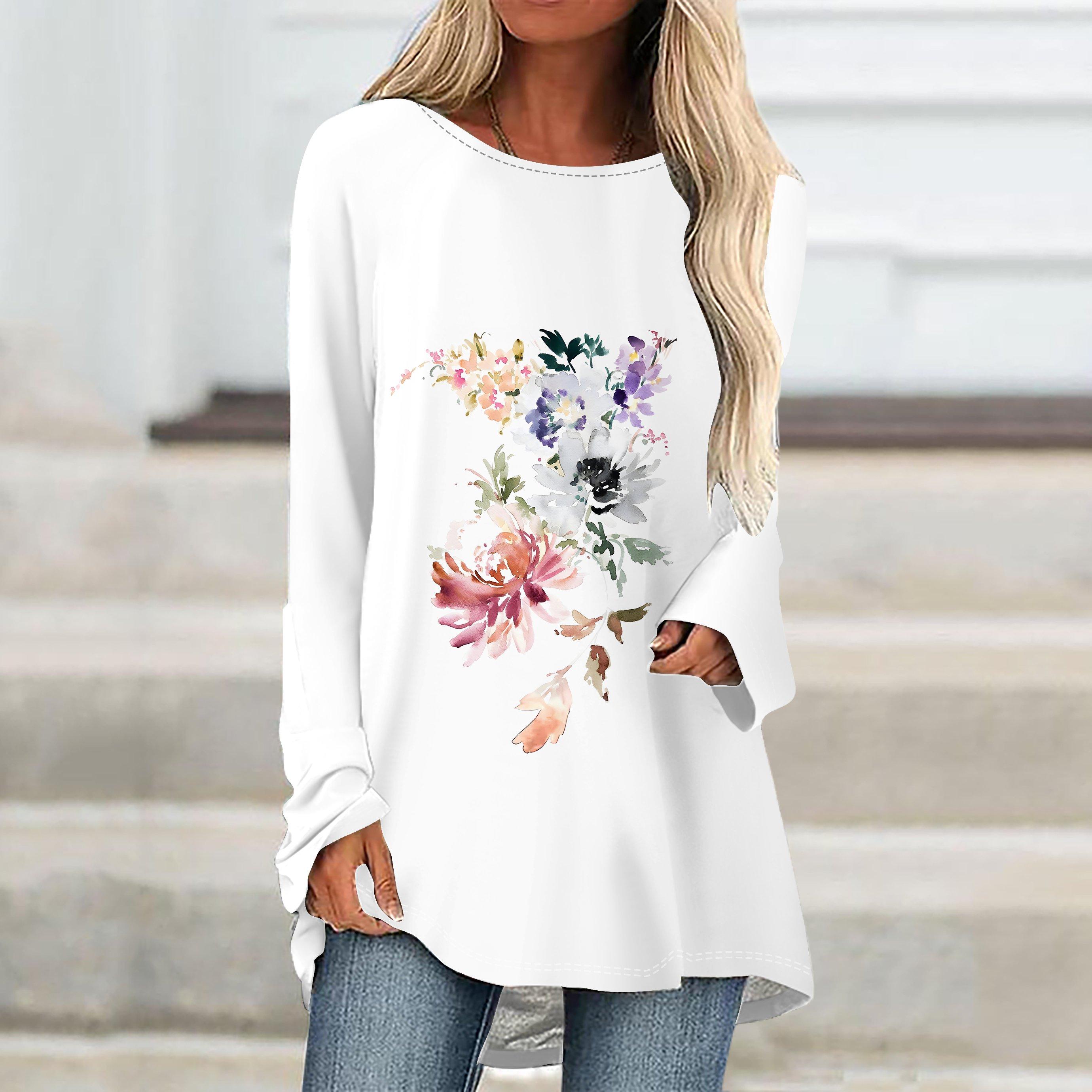 

Женская футболка больших размеров на весну с принтом бабочек, удобная, с длинным рукавом и круглым вырезом, повседневная, свободная, средней длины 8XL оранжевый