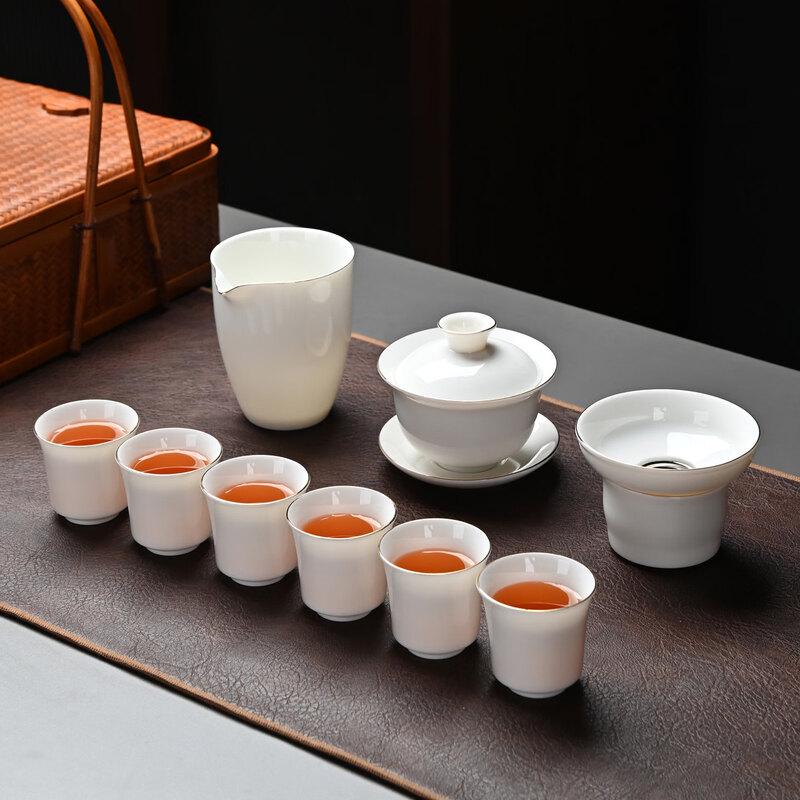 Ru Han Gilt Ceramic Horseshoe Cup Tea Set