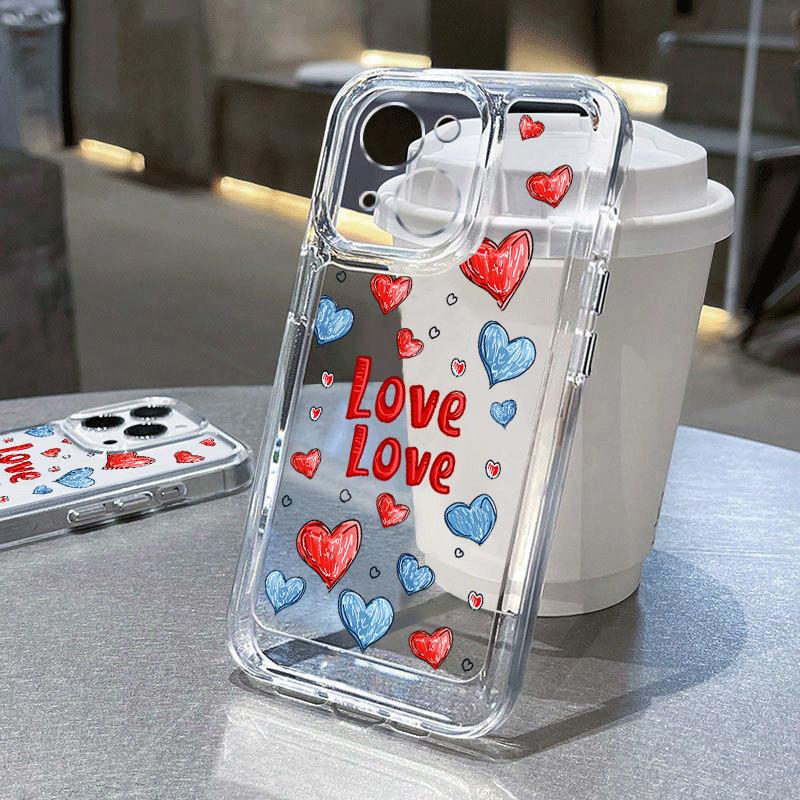 

Чехол Love Clear для iPhone 16 15 14 Pro Max 13 12 11 Pro Max Xs Max Xr X 15 14 8 7 Plus, противоударный, мягкий, тонкий, защитный чехол для объектива из силикона iPhone 15