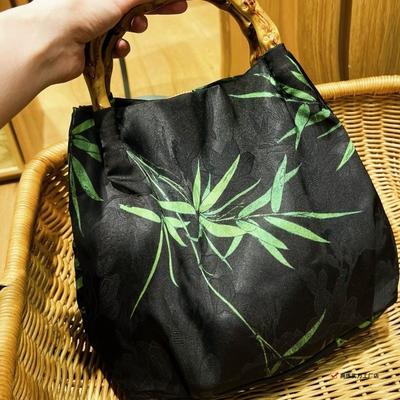 Guofeng Retro Bamboo Bag Bag Bag New Original Imitation Fragrant Cloud Yarn Hanfu Ancient Cheongsam Handbag Chinese Handmade
