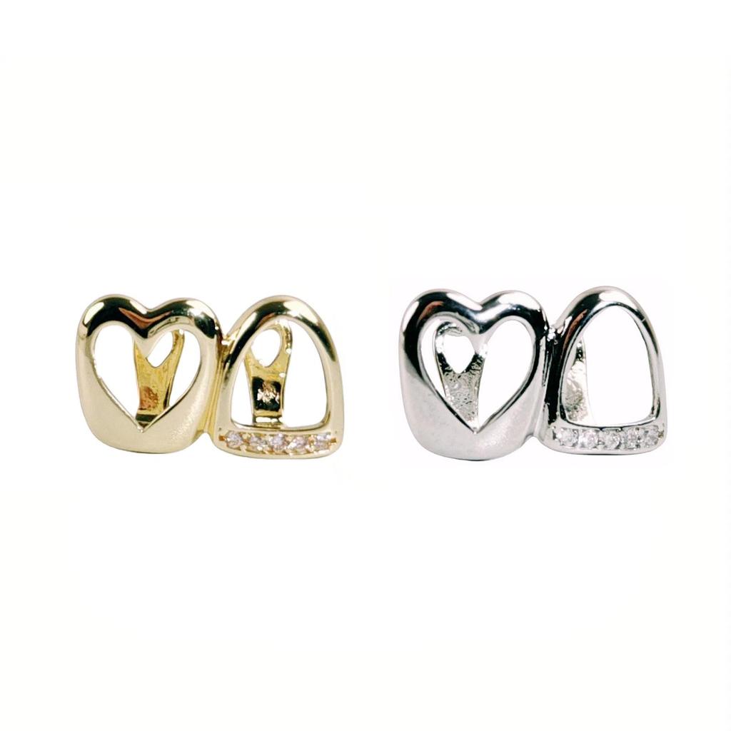 Hollow Heart Zirconia Two-Tone Gold Hip Hop Braces - Glossy and Versatile Accessory