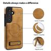 For Samsung Galaxy S24 FE Case Compatible with MagSafe Kickstand Leather Phone Back Cover