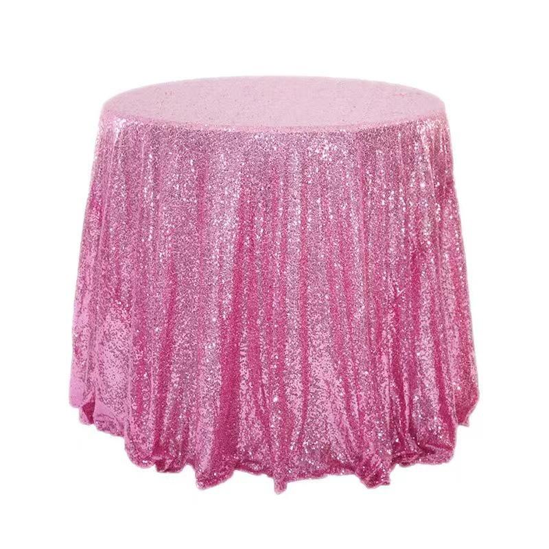 Nordic Style Round Solid Color Sequin Tablecloth for Weddings and Hotel Banquets