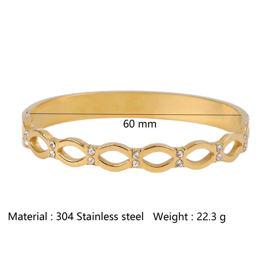 Stylish Geometric Rhinestone Stainless Steel Bracelet – Colorfast and High-Grade