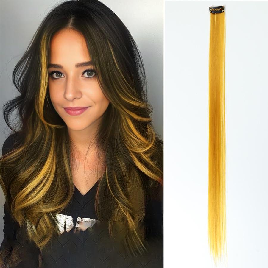 Colorful Invisible Clip-In Hair Extension: High-Temperature Silk for Highlighted Straight Hair