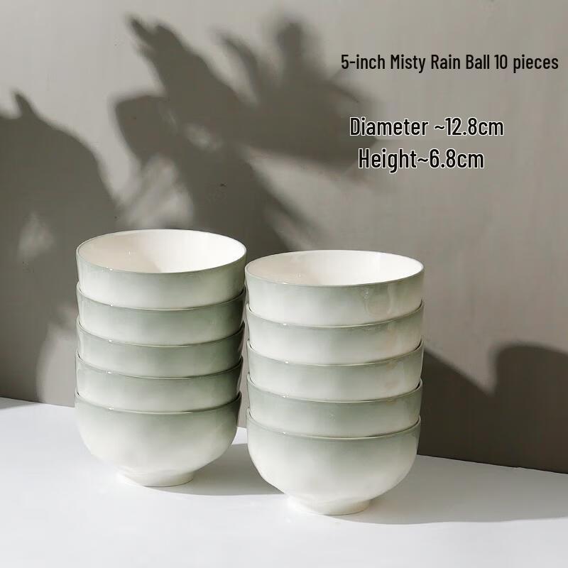 HANDUNYOU 5-Inch Underglaze Ceramic Rice Bowls (Set of 10)