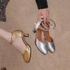 Fashion New Latin Dance Shoes Female Adult Middle Heel Shoes Soft-soled Square Ballroom Women's Shoe Colorful Fabric
