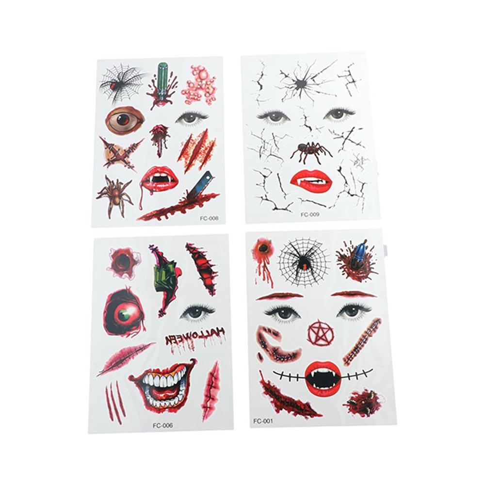 Bloody Makeup Big Mouth Face Sticker Fake Tatto Halloween Horror Tattoo Stickers  Festival Carnival