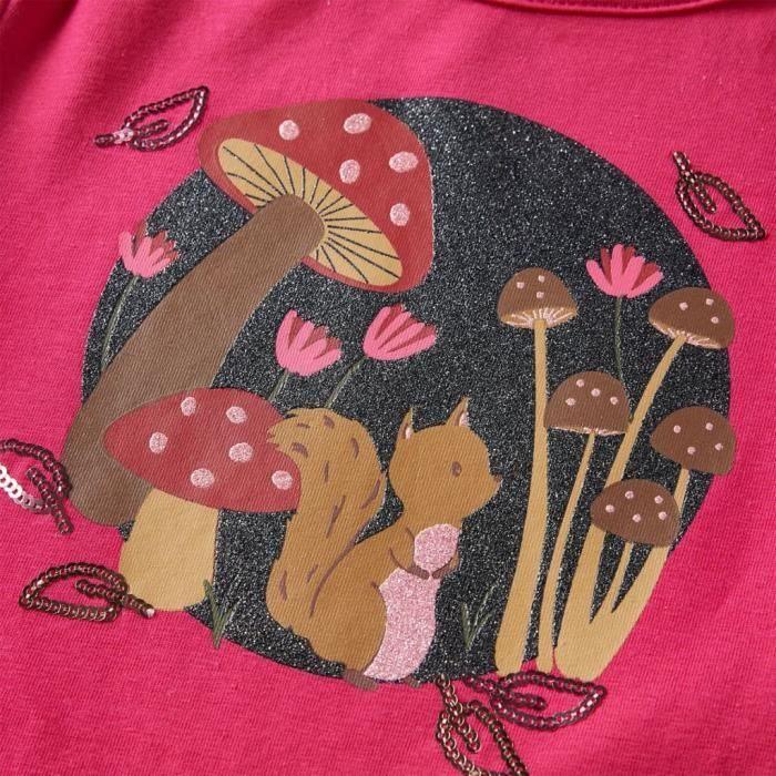 Children's Long-sleeved T-shirt Printed Squirrel 2 Colors and 5 Sizes Available