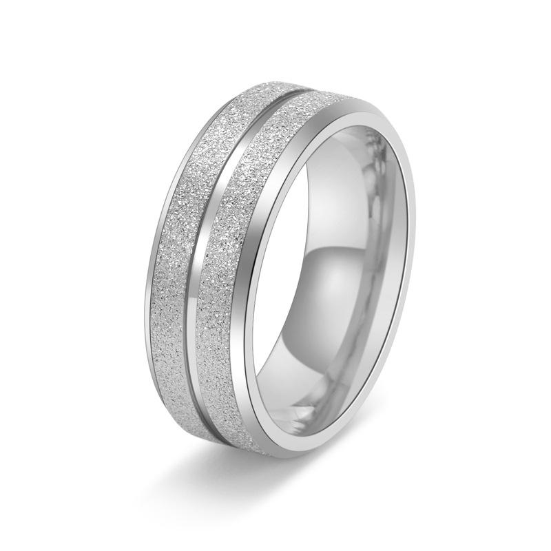 

European & American Matte Black Grooved Double Row Men s Stainless Steel Ring Size 10 серебряный
