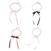 Fashion Elegant Ribbon Bowknot Charm Necklace Pearl Beaded Clavicle Chain Choker Necklace Statement Jewelry Neck Chain