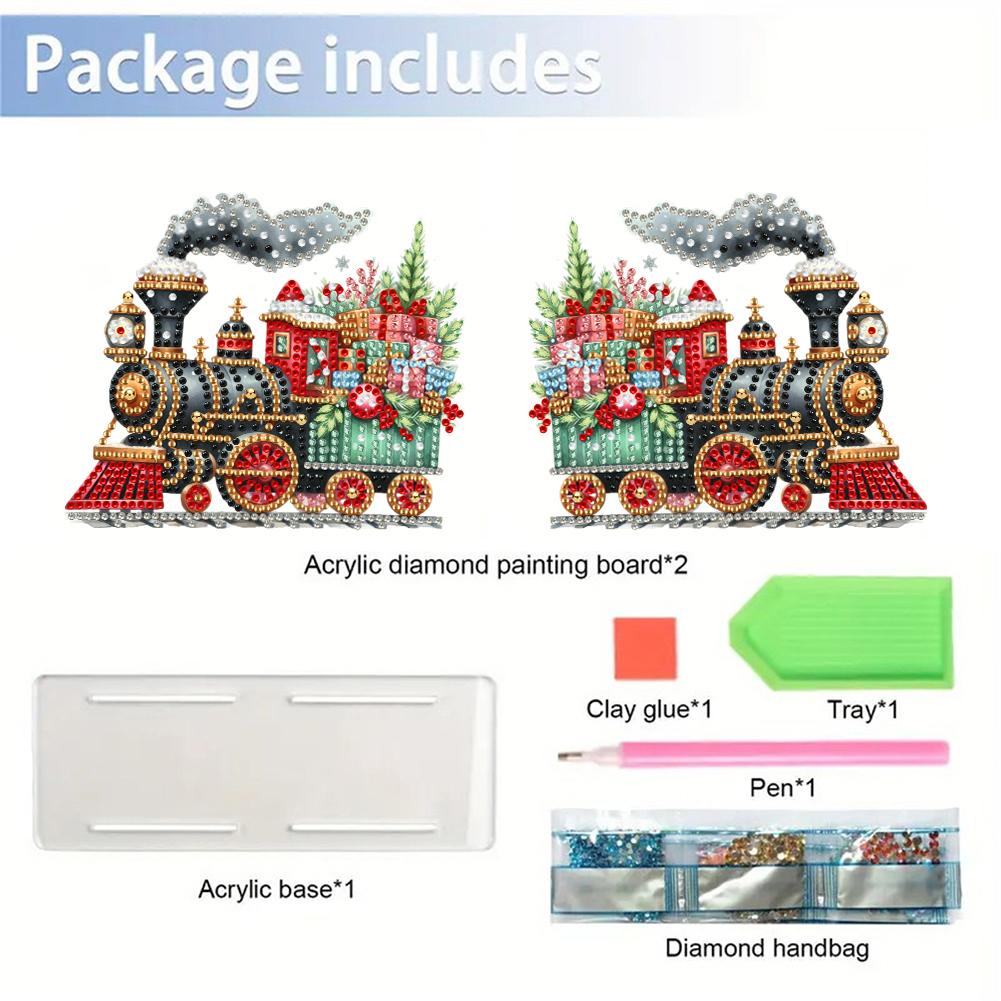 Double Sided Christmas Diamond Painting Napkin Holder DIY 5D Acrylic Diamond Painting Tabletop Paper Towel Holder Desk Ornaments