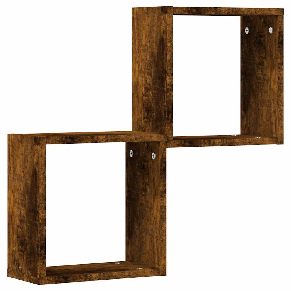 Cube Shelves 2 Pcs Smoked Oak 30 X 15 X 30 Cm