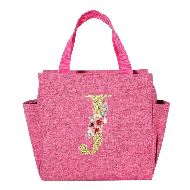 A~N Letter Printed Nylon Lunch Bag With Zipper Water-Proof Insulation Bag Ice Bag Suitable For Men and Women's Work Picnic Travel Practical Use