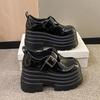 Fashion 2025 Women's High Platform Leather Shoes New Spring 8CM Heels Chunky Sneakers Female Lace-up Buckle Loafers Walking Shoes Woman