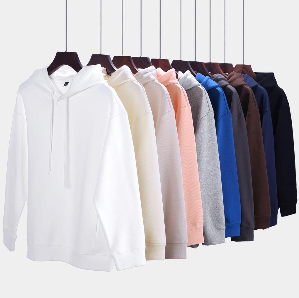 Trendy Heavyweight Drop Shoulder Cotton Pullover Women's Loose Long Sleeve Solid Sweatshirt