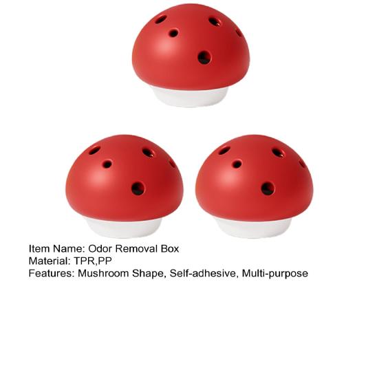 3Pcs Mushroom Odor Removal Box Self-adhesive Home Bathroom Wardrobe Cabinets Air Freshener Deodorization Fragrance Tablets Storage Box