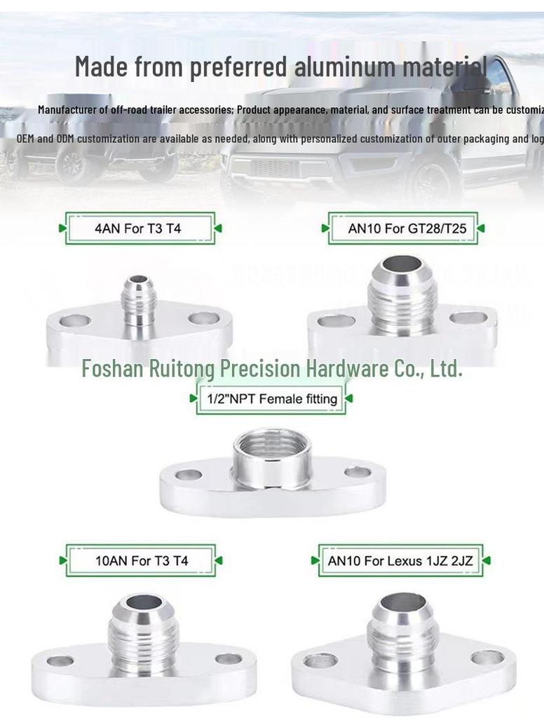 AN10 Turbocharger Oil Line Flange Adapter for GT25/28/30 Models