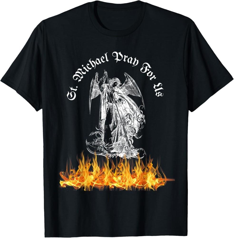 NEW LIMITED Catholics St. Michael Pray For Us Casting Satans to Hell Shirt S-5XL Unisex T-Shirt M
