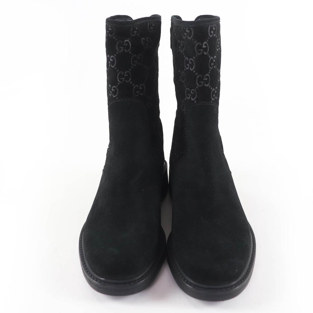 Excellent GUCCI short boots GG pattern back zip suede leather black 36 323550 Used