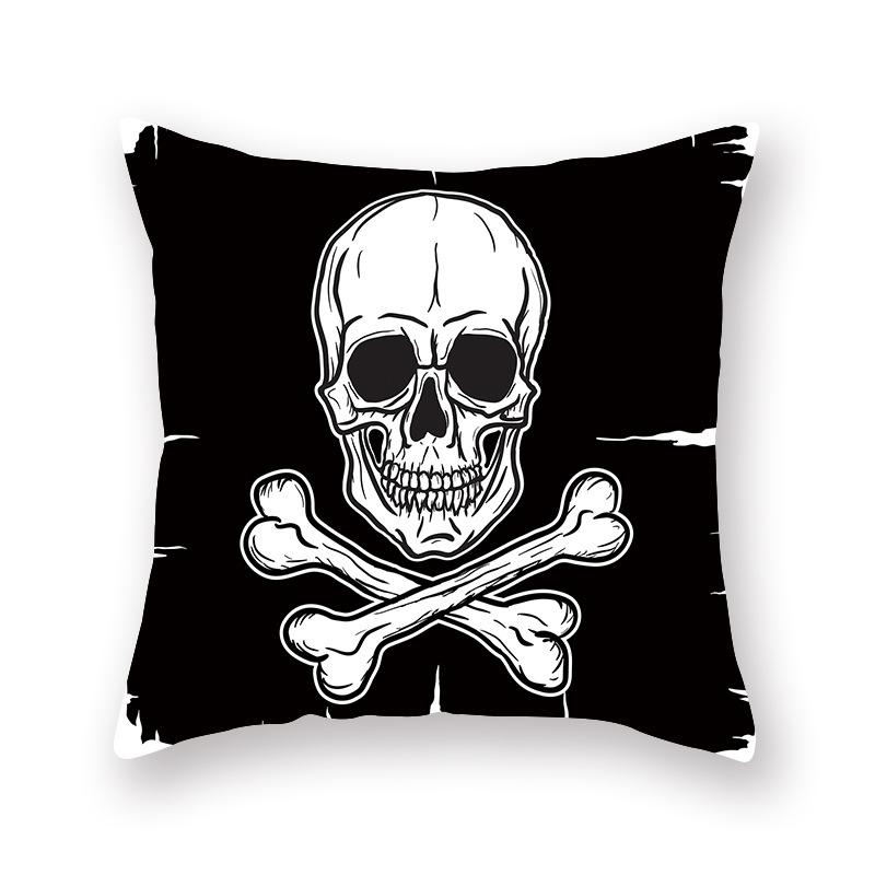 Halloween Pillow Cover Cartoon Skull New Short Velvet Cushion Cover Sofa Cushion