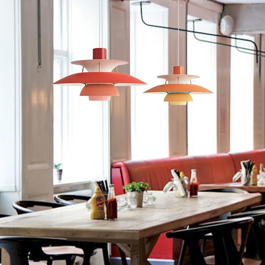 Oobaa PH5 Chandelier, UFO Chandelier, Nordic Style, E27 Bulb, Aluminum Lamp Cover, 30cm (White)