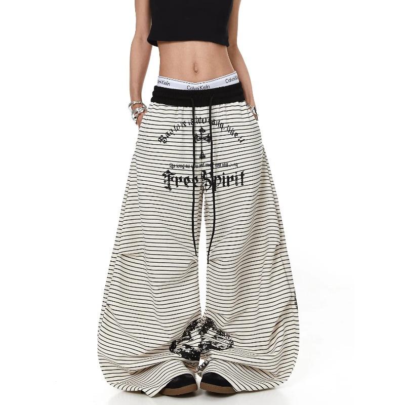 VIONA New Summer Women s Casual Pants High Street Y2k Trendy Thin Sweatpants Same Style Loose Wide-leg Pants for Men and Women S