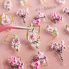 5D Nail Stickers Flowers Heart Shape Decor Acrylic Embossed Slippers Gold Frame Nail Decals Cherry Blossom Manicure