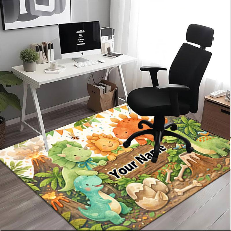 1PC Custom Name Dinosaur Adventure Land Theme Floor Mat Ideal for Living Room, Game Rooms, Office, Bedroom,Floor Mat Playful Design