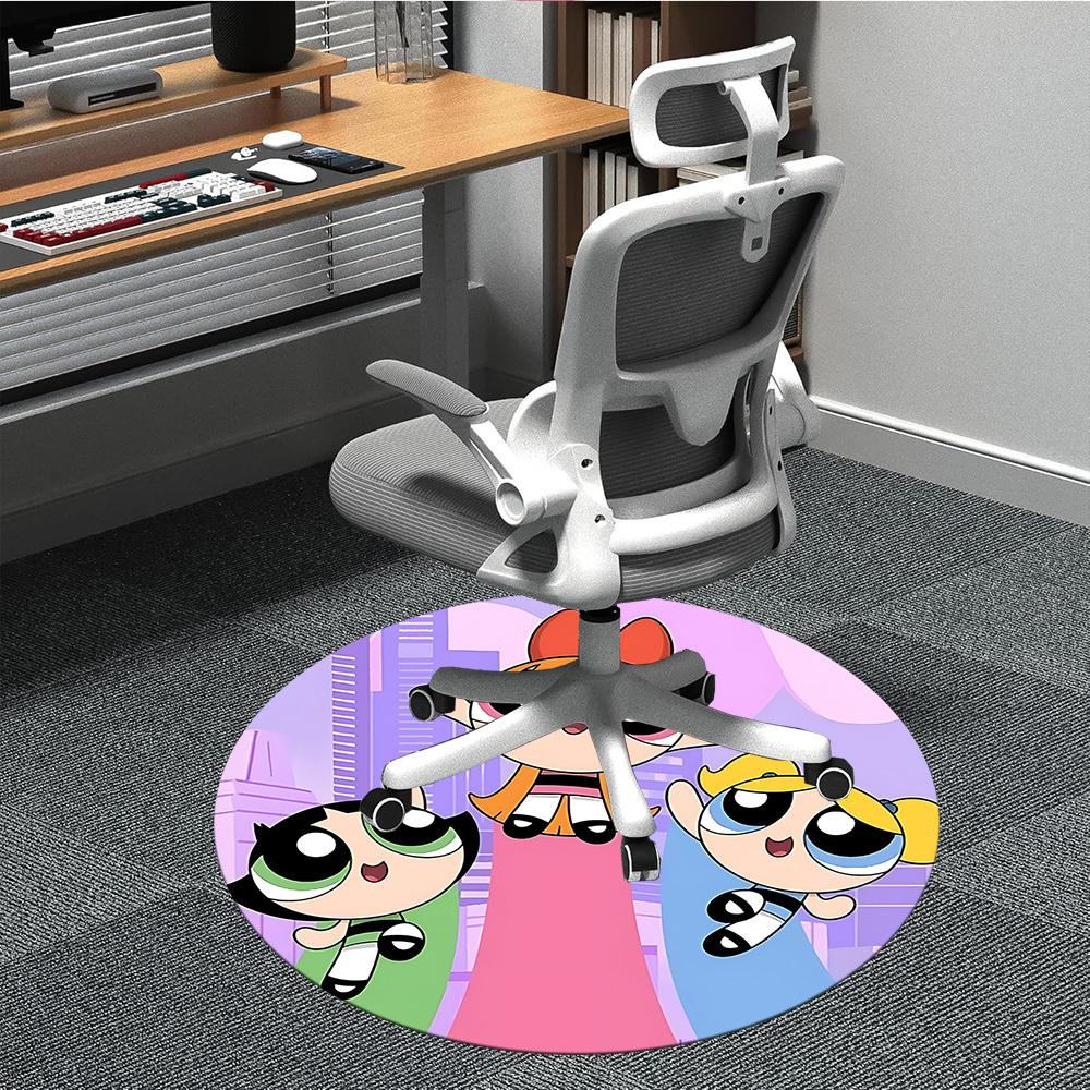 Powerpuff Girls Office Round Area Rug,  Under Office Chairs Bedroom Living Room Home Decor a0908186