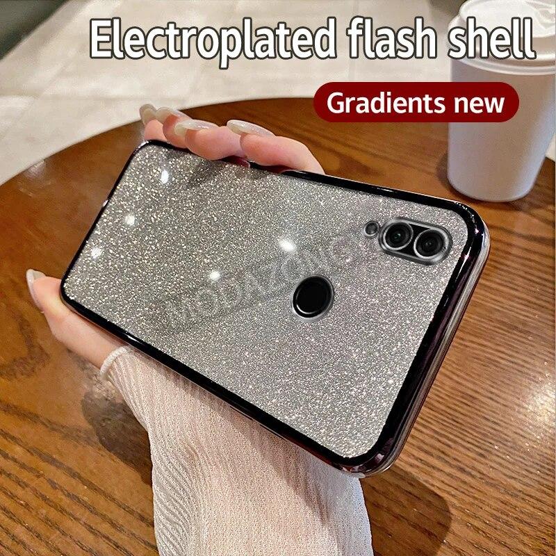 For Honor 8x Case Electroplating Luxury Soft Glitter TPU Cell Phone Back Cover Honor8x Phone Casing For Girl Woman