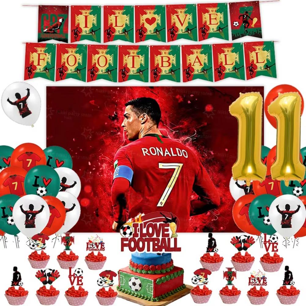 New CR7 Birthday Decoration Soccer Superstar Party Supplies Football Party Favors Tablecloth Plate Paper Cup Backdrop