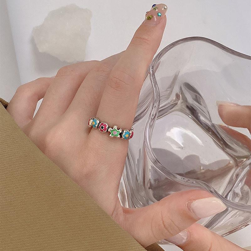 Stylish Copper Floral Open Ring With Adjustable Size For Women Trendy Jewelry